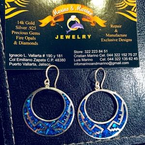 Silver and blue earrings